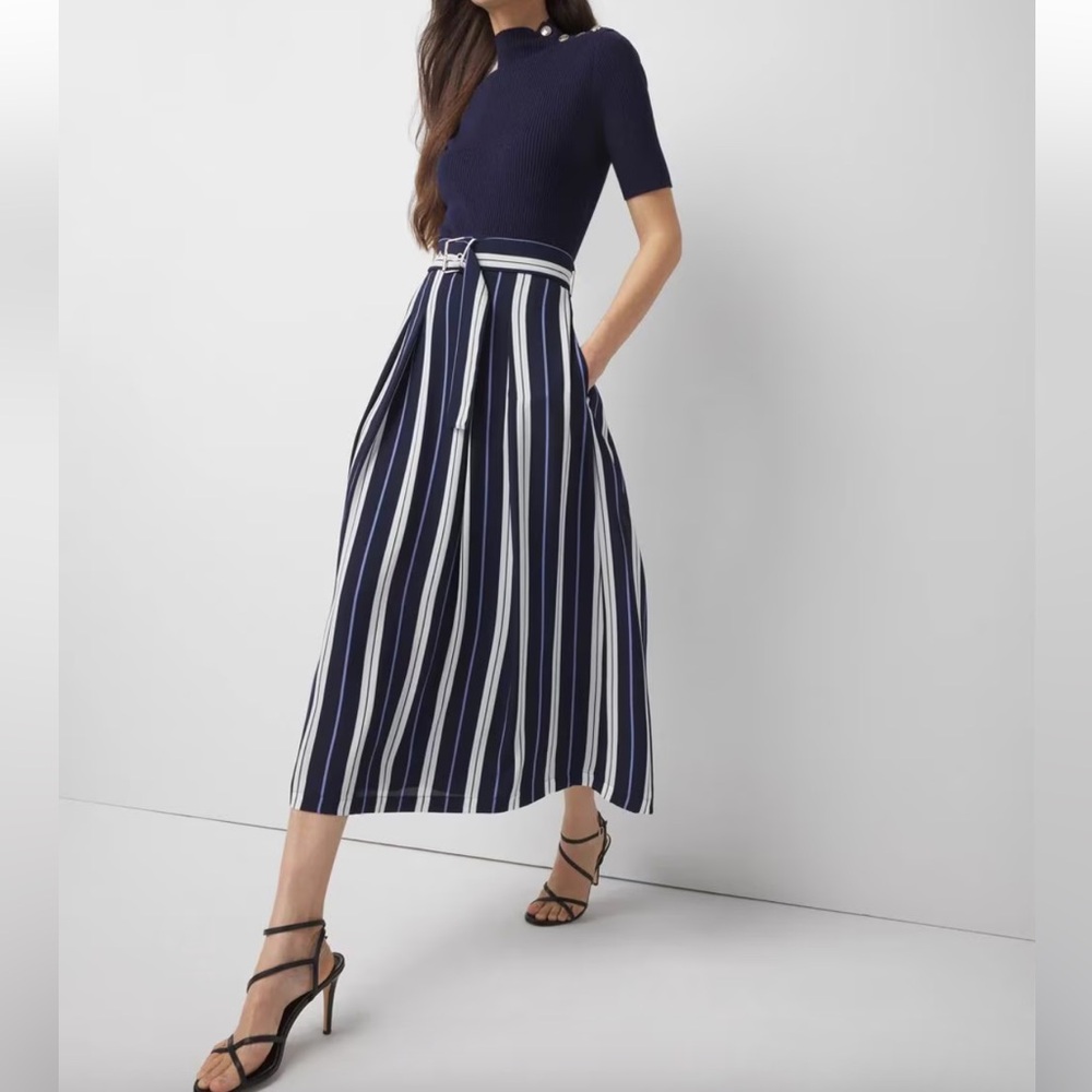 White House Black Market Striped Midi Skirt